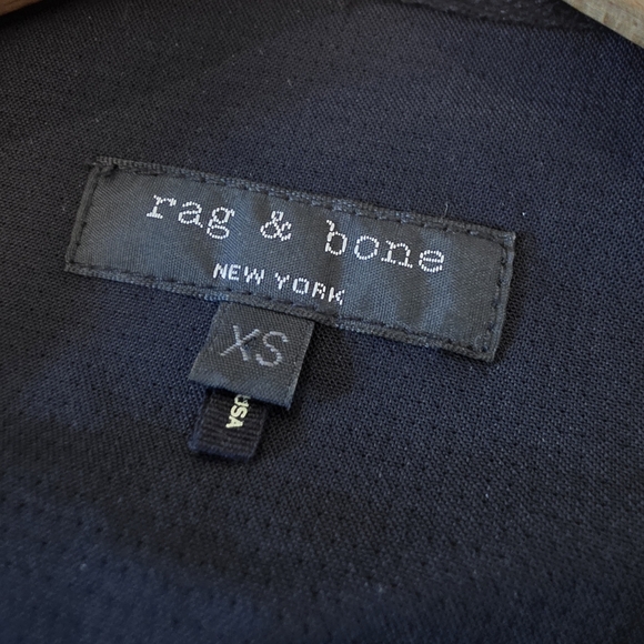 Rag & Bone Women's XS Black Leather Sweatshirt Sweater Baseball Sleeve $425 - Picture 8 of 13